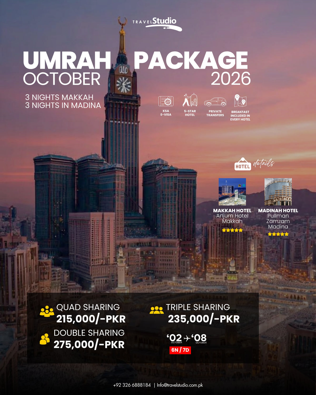 UMRAH PACKAGE (3) | 3 NIGHTS IN MAKKAH | 3 NIGHTS IN MADINAH