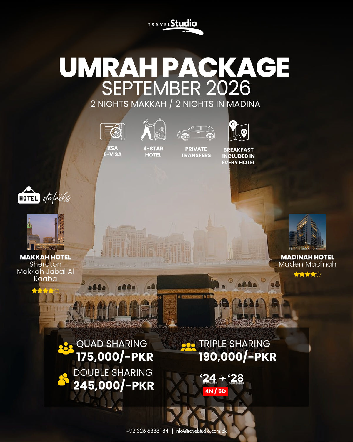 UMRAH PACKAGE  (4) | 2 NIGHTS IN MAKKAH | 2 NIGHTS IN MADINAH